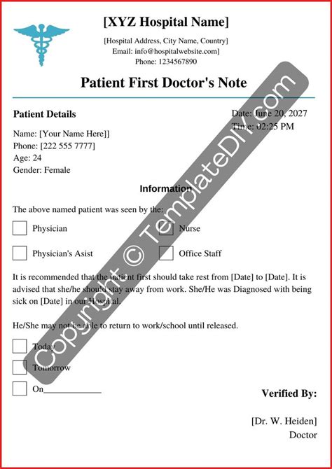 Patient First Doctors Note Template Printable In Pdf Word Doctors