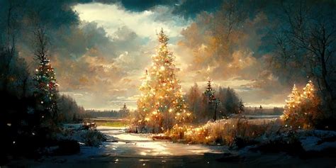 Premium Photo | Christmas landscape. Digital illustration. Painting ...