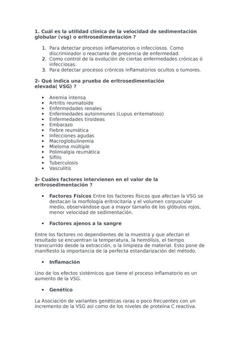 Eritrodimentacion utilidad clínica de la velocidad de sedimentación