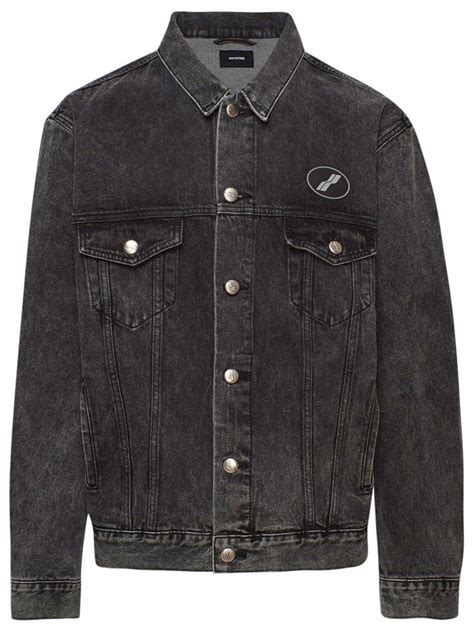 We Done We Done Logo Patch Faded Denim Jacket In Washed Black Modesens