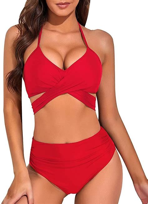 Suuksess Women Wrap Bikini Set Push Up High Waisted Piece Swimsuits