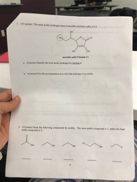 Solved 3 10 Points The Most Acidic Hydrogen Atom In Chegg