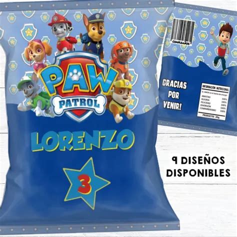 Bolsitas Paw Patrol Golosineras Chip Bag Personalizadas Env O Gratis