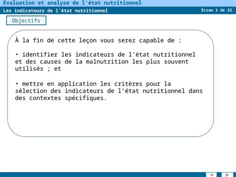 PPT Écran 1 de 32 Évaluation et analyse de létat nutritionnel Les