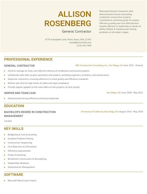 General Contractor Resume Examples And Templates For 2024