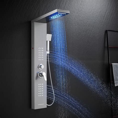 ROVATE LED Shower Panel Tower System Rainfall Waterfall Shower Tower