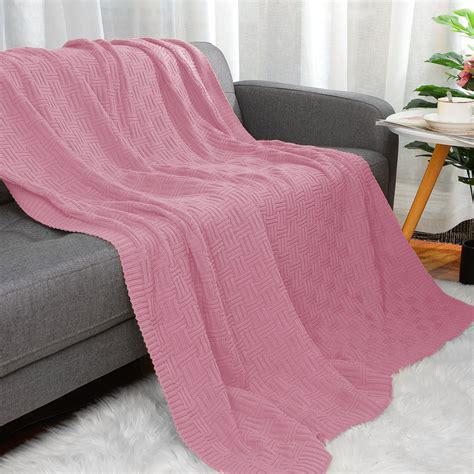 Knitted Throw Blanket For Sofa Couch Soft 100 Cotton Home Office