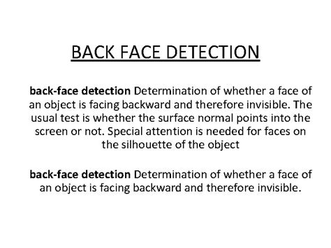 Back Face Detection Backface Detection Determination Of Whether