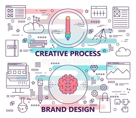 Flat Design Illustration Concept For Creative Design Process Stock