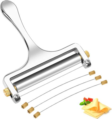 Sopito Cheese Slicer Stainless Steel Wire Cheese Slicer With 3 Extra Wires Great For Cheddar