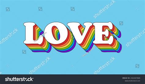 Love Rainbow Lettering Retro Style Love Stock Vector Royalty Free