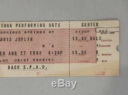 Original Janis Joplin 1969 Concert Ticket Stub Saratoga New York Post