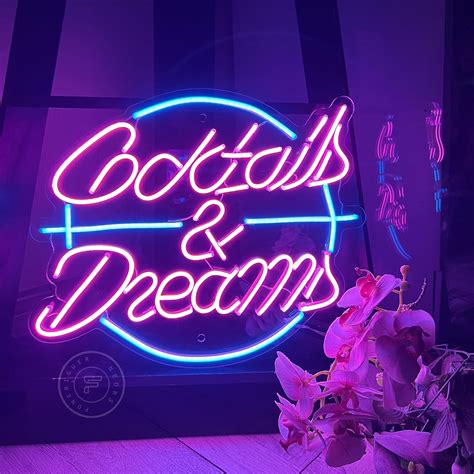 Funeriguer Cocktails And Dreams Neon Sign Wall Signs For Home Bar Club Hotel Cafe