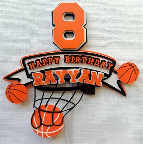 Acrylic Basketball Happy Birthday Cake Topper, Basketball Themed ...