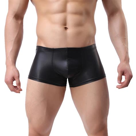 Novo Cueca Boxer Masculina Sexy E Divertida Cueca Boxer Em Couro