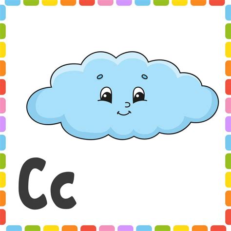 alphabet drôle lettre c nuage cartes flash carrées abc personnage