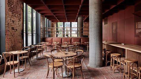 Ritz And Ghougassian Reference Brickwork For Red Toned Interiors Of Bentwood Cafe In Melbourne