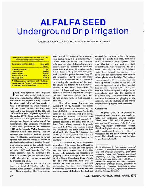 PDF ALFALFA SEED Underground Drip Irrigation DOKUMEN TIPS