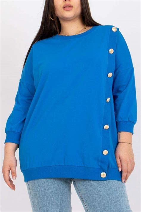 Bluza Damska Plus Size W Kolorze Niebieskim Z Ote Guziki Julieta