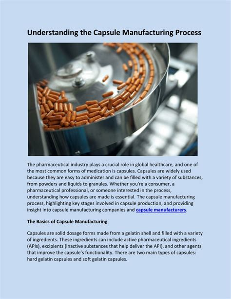 Ppt Understanding The Capsule Manufacturing Process Powerpoint