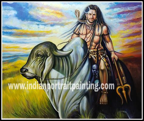 Hand painted canvas Shiva on nandi oil paintings Archives - Oil Canvas ...