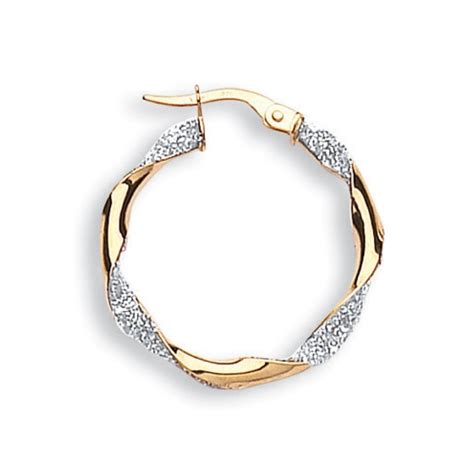 9ct Yellow And White Gold Twisted Hoop Earrings