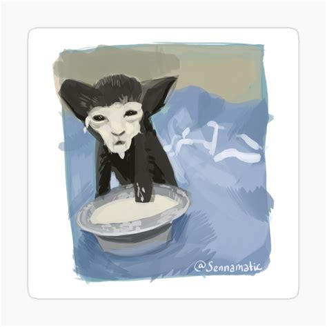 Milk Face Cat Meme (Cursed Milk Cat) Sticker By Fomodesigns ...