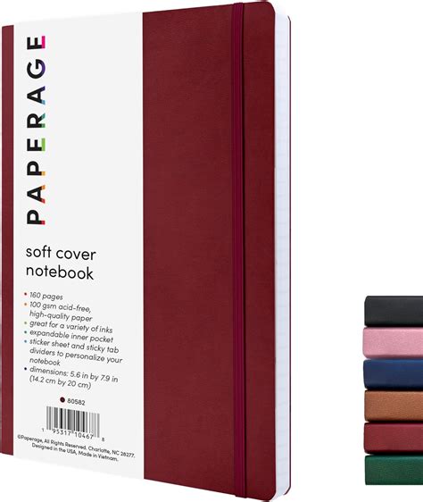 Amazon PAPERAGE Softcover Lined Journal Notebook Burgundy 176