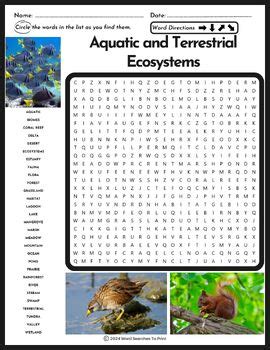 Aquatic And Terrestrial Ecosystems Word Search Puzzle By Word Searches