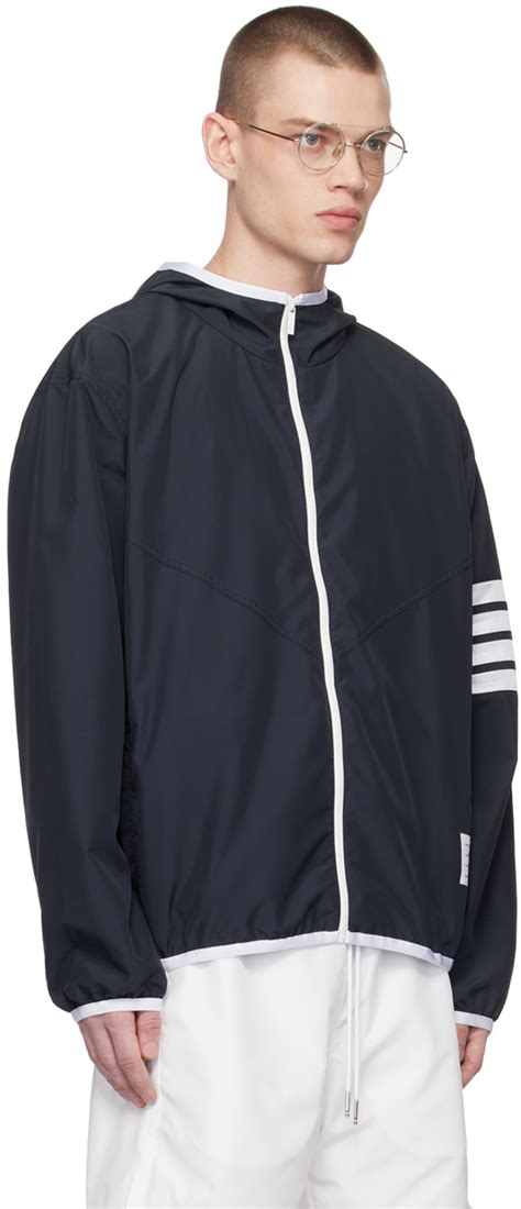 Thom Browne Navy Bar Jacket Ssense Lookastic