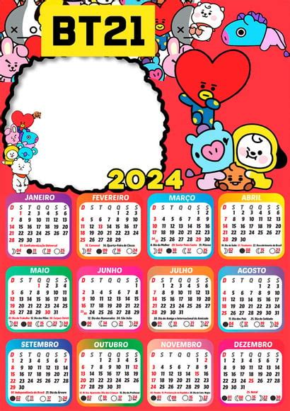 Arte Digital Calendario 2024 Bt21 Produtos Elo7