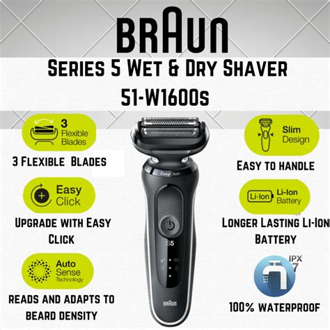 [1 Year Warranty] Braun Electric Shaver Series 5 51 W1600s Wet And Dry