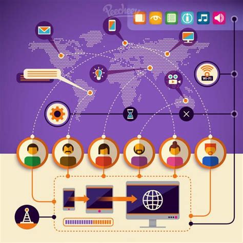 Network Communication Technology Infographic - Vector download