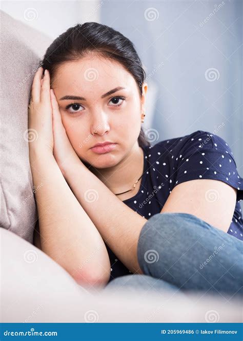Portrait Of Sad Brunette Stock Photo Image Of Hair