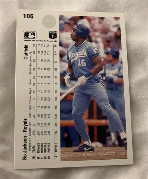 1990 Upper Deck BO JACKSON Baseball Card 105 Kansas City Royals EBay