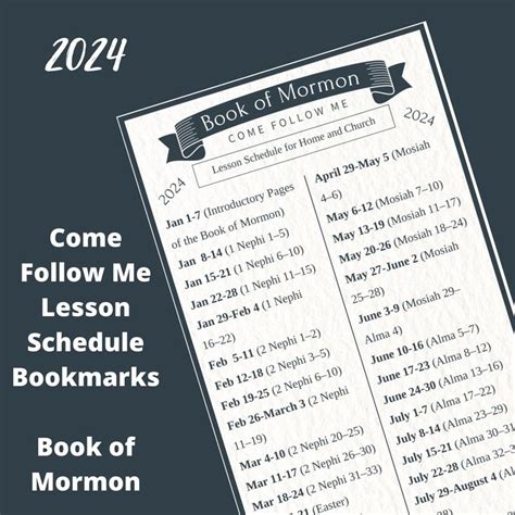 Book Of Mormon Come Follow Me Lesson Bookmarks 2024 LDS Bookmarks