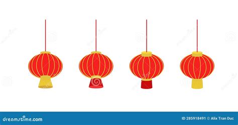 Chinese Red Lanterns Vector Set Stock Vector Illustration Of Culture Event 285918491