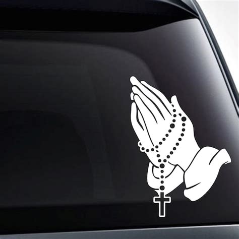 Praying Hands With Rosary Beads Vinyl Decal Sticker Etsy