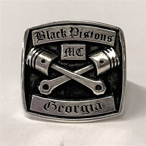 Sterling Black Pistons Old School Georgia Ring Outlaw Biker Jewelry