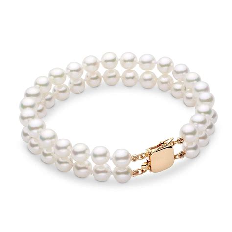 6.5-7.0 mm Double Strand AA+ White Akoya Pearl Bracelet