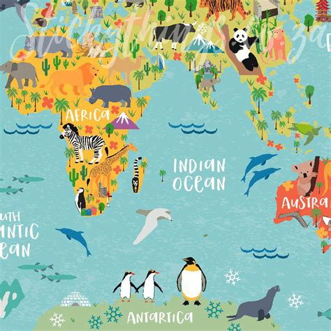 Childrens World Map Decal Poster • Sticky Things