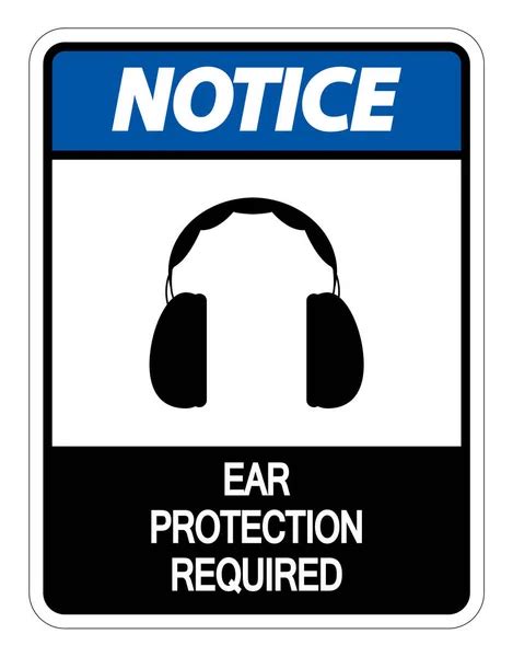 Caution Ear Protection Required Sign White Background Stock Vector By