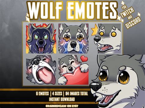 Grey Wolf Emotes Wolf Emote Pack 6 Static Emotes For Streamers Twitch