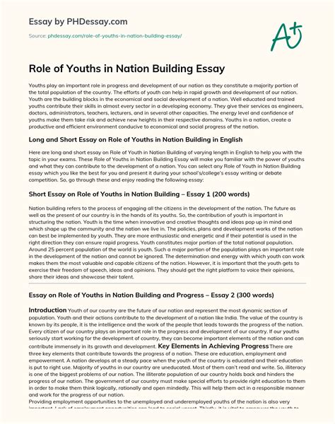 Role Of Youths In Nation Building Process And Argumentative Essay Examples 200 150 300 Words