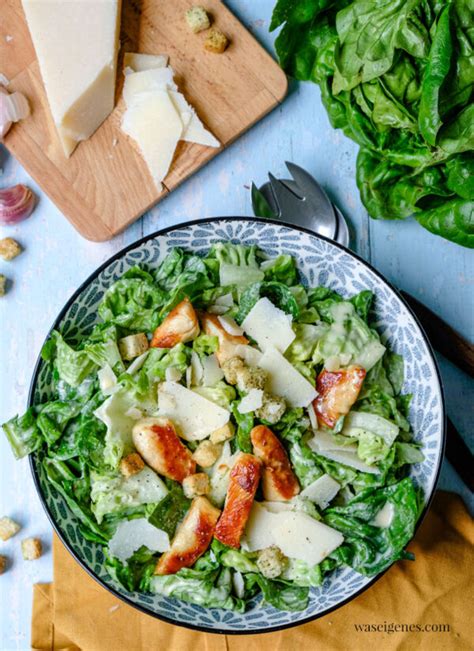 Caesar Salad Mit Gebratenen H Hnchenbruststreifen Waseigenes