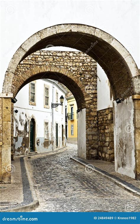 Street In The Old Town Of Faro Portugal Stock Image Image Of