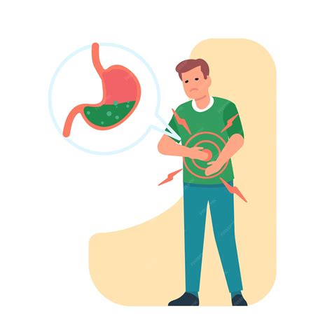 Premium Vector | Guy holding stomach with his hands because of
