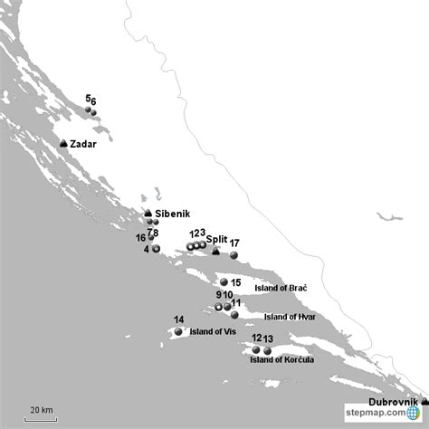 StepMap - Map of Dalmatia - Landkarte für Croatia