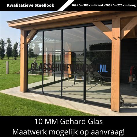 Steellook Glazen Schuifwand 3 Rail Van 290 Cm In De Kleur Mat Zwart