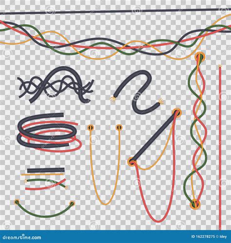 Realistic Isolated Electrical Wires Intertwined With Each Other Stock